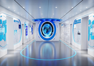 时空科技企业展厅装修设计案例效果图